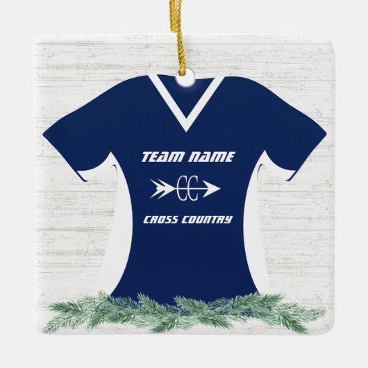 Cross-country Running Shirt Blue met foto Keramisch Ornament (Voorkant)