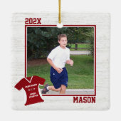 Cross Country Running Shirt Red met foto Keramisch Ornament (Achterkant)
