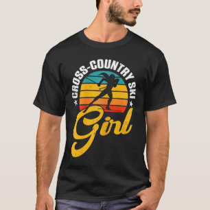 Cross Country Ski Girl Retro Wintersport Skiër B T-shirt