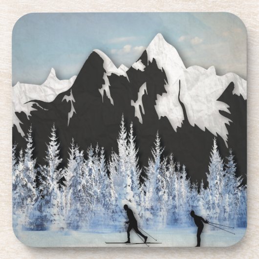 Cross-country Skiing Bier Onderzetter (Voorkant)