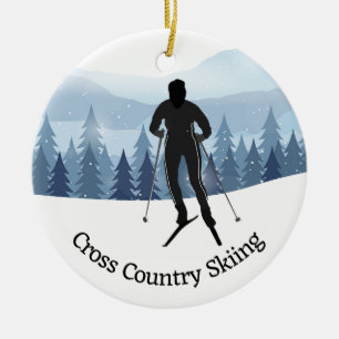 Cross-country Skiing Design Ceramic Ornament