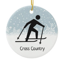 Cross-country Skiing Design Ceramic Ornament
