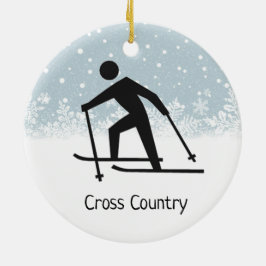 Cross-country Skiing Design Ceramic Ornament