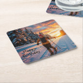 Cross-country Skiing Kartonnen Onderzetters (Schuin)