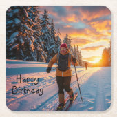 Cross-country Skiing Kartonnen Onderzetters (Voorkant)