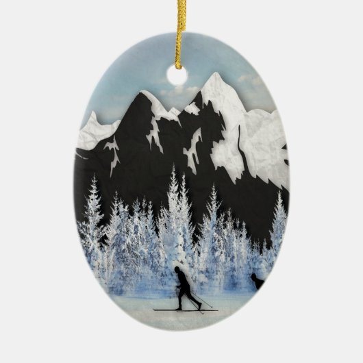 Cross-country Skiing Keramisch Ornament (Voorkant)