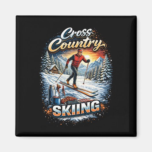 Cross Country Skiing Magneet (Voorkant)