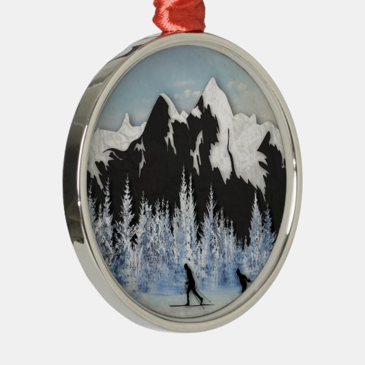 Cross-country Skiing Metalen Ornament (Rechts)