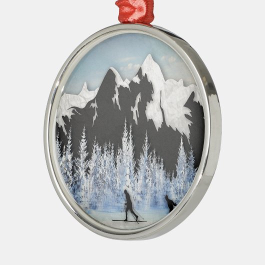 Cross-country Skiing Metalen Ornament (Links)