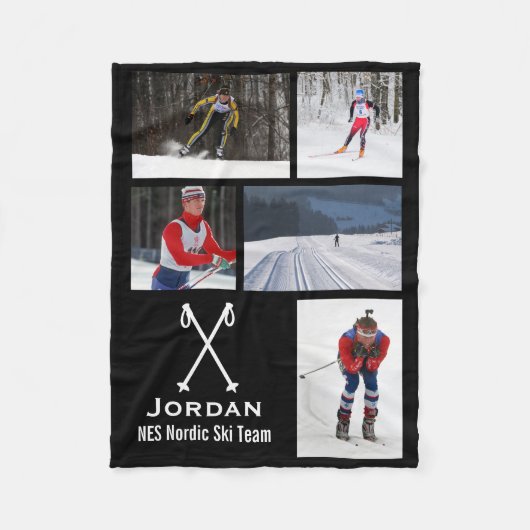 Cross Country Skiing Nordic Racing Photo Collage Fleece Deken (Voorkant)