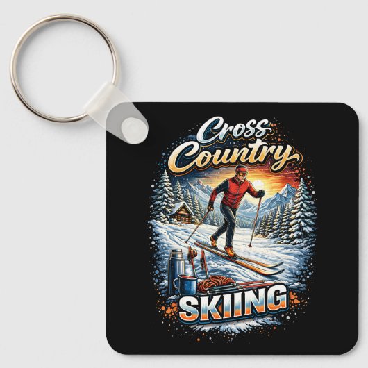 Cross Country Skiing Sleutelhanger (Voorkant)