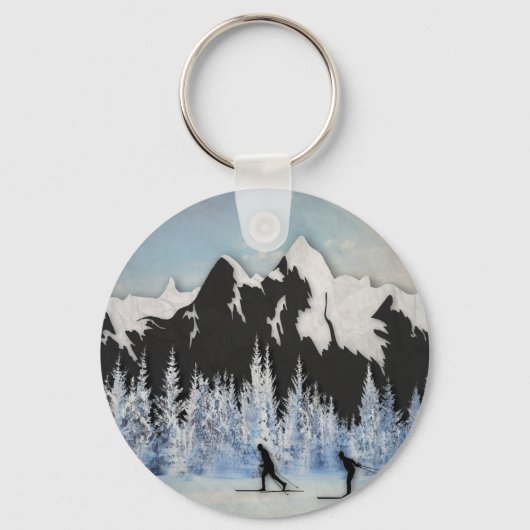 Cross-country Skiing Sleutelhanger (Voorkant)