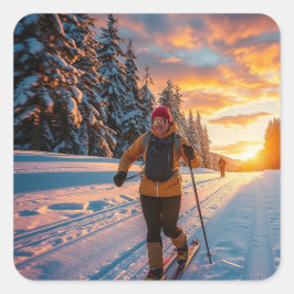 Cross-country Skiing Vierkante Sticker
