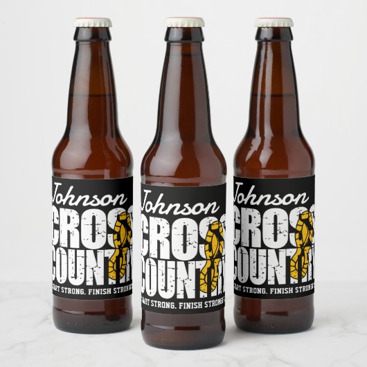 Cross Country TEKST toevoegen Runner Running Team  Bier Etiket (Flessen)