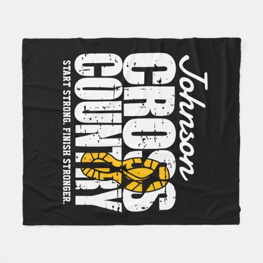 Cross Country TEKST toevoegen Runner Running Team Fleece Deken (Voorkant (Horizontaal))
