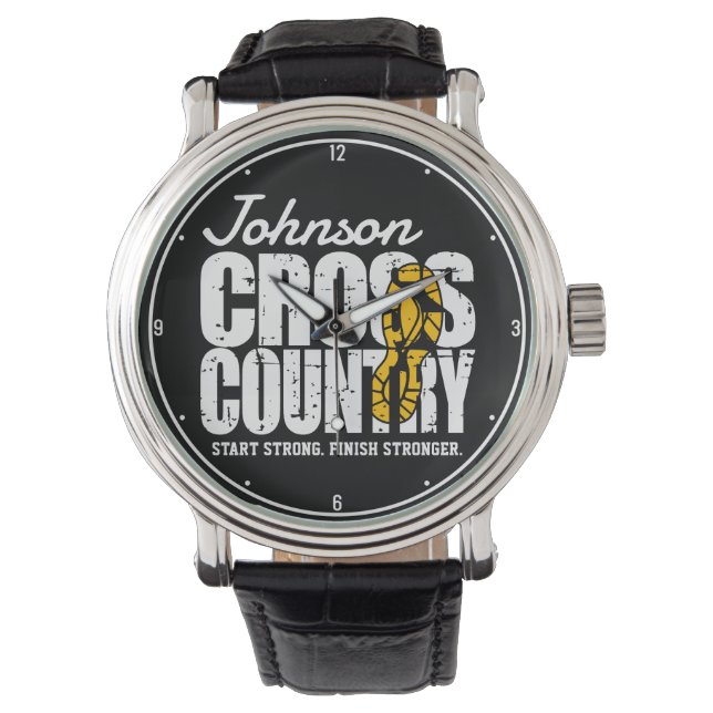 Cross Country TEKST toevoegen Runner Running Team  Horloge (Voorkant)