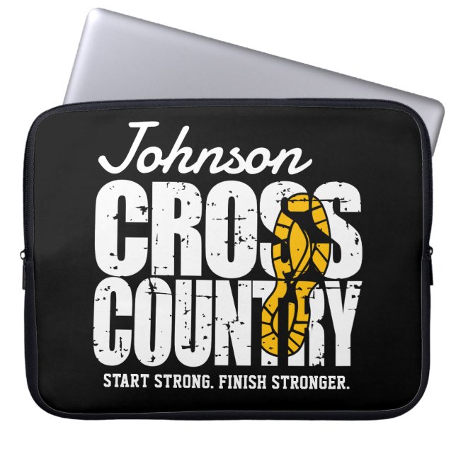 Cross Country TEKST toevoegen Runner Running Team  Laptop Sleeve (Voorkant)