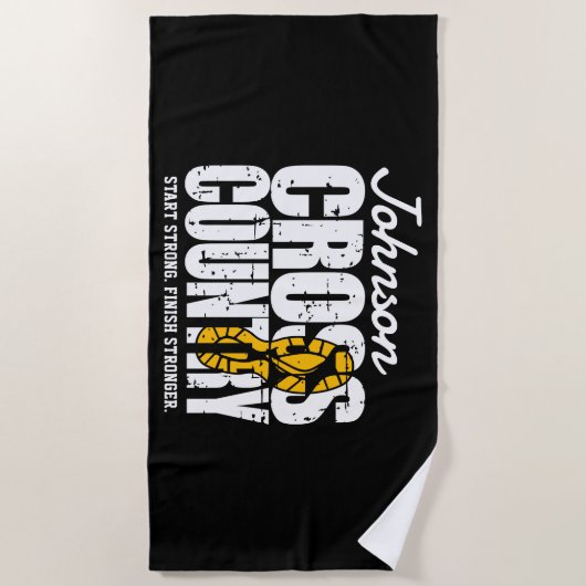 Cross Country TEKST toevoegen Runner Running Team  Strandlaken (Voorkant)