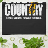 Cross Country TEKST toevoegen Runner Running Team  Theedoek (Gevouwen)