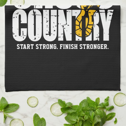 Cross Country TEKST toevoegen Runner Running Team Theedoek (Gevouwen)