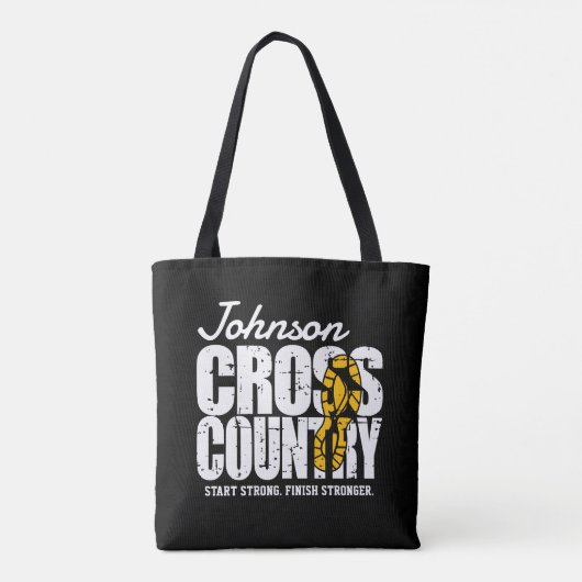 Cross Country TEKST toevoegen Runner Running Team  Tote Bag (Achterkant)