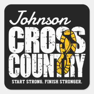 Cross Country TEKST toevoegen Runner Running Team Vierkante Sticker