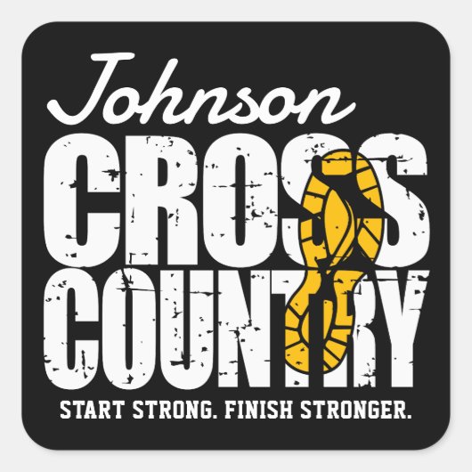 Cross Country TEKST toevoegen Runner Running Team  Vierkante Sticker (Voorkant)