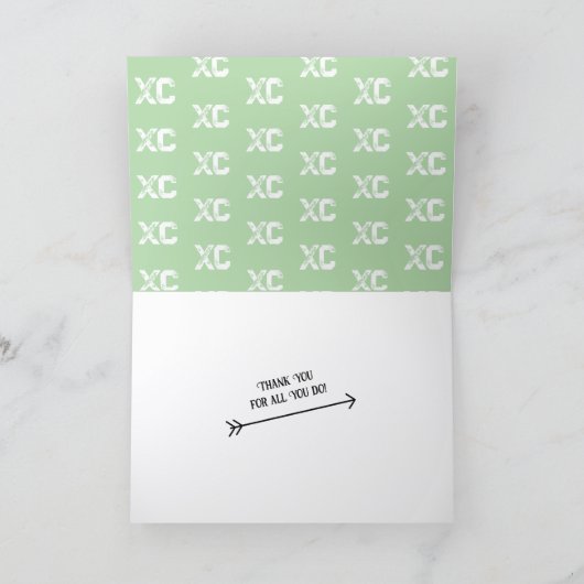 Cross Country XC Coach Gevouwen Dank u kaart (Binnen)