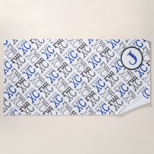 Cross Country XC Run Monogram Blue Beach Towel Strandlaken