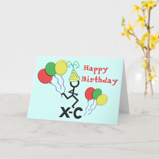 Cross Country XC Runner Happy Birthday Kaart (Gele Bloem)