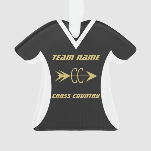 Cross Country Zwart Goud Sport Jersey Ornament (voorkant)