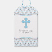 Cross dank u geschenk Label-blauw & zilver Cadeaulabel (Voorkant)