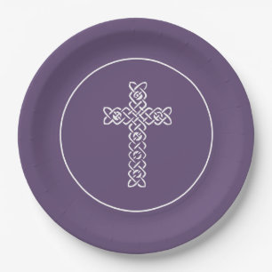 Cross Dark Paars Communion Baptisme Christening Papieren Bordje