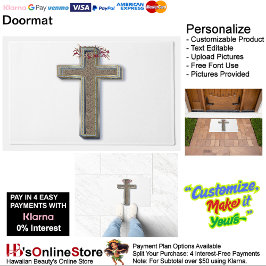 Cross deur mat met witte achtergrond