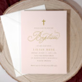 Cross doop uitnodigingen - Roze dochter meisje