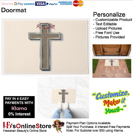 Cross Door Mat Achtergrond met Beige Achtergrond