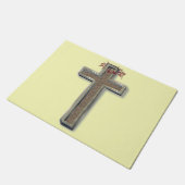 Cross Door Mat Achtergrond met Gele Achtergrond (Schuin)