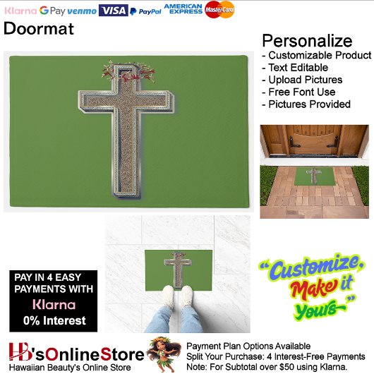 Cross Door Mat Achtergrond met Groene Achtergrond