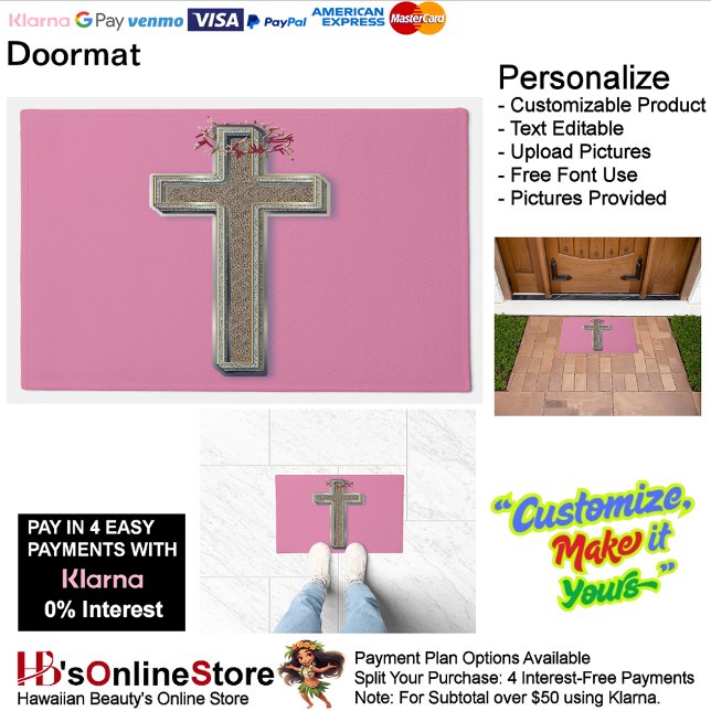 Cross Door Mat Achtergrond met Roze Achtergrond (Cross Door Mat Background with Pink Background.)