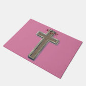 Cross Door Mat Achtergrond met Roze Achtergrond (Schuin)