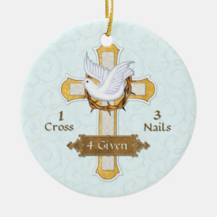 Cross Dove 4 gegeven Keramisch Ornament