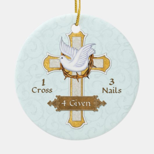 Cross Dove 4 gegeven Keramisch Ornament (Voorkant)