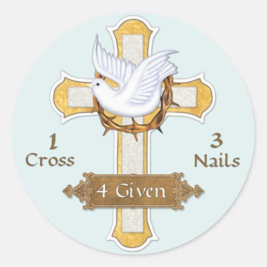 Cross Dove 4 gegeven Ronde Sticker (Voorkant)