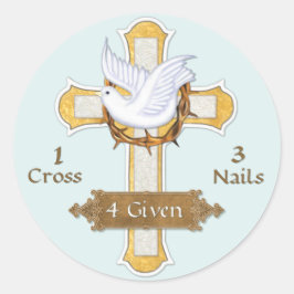 Cross Dove 4 gegeven Ronde Sticker