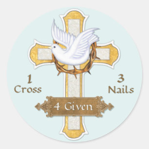 Cross Dove 4 gegeven Ronde Sticker