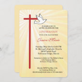 Cross Dove Round Gold Rays Dochter Bevestiging Kaart (Voorkant / Achterkant)