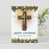Cross Draped in Christmas Garland, Wenskaart Feestdagenkaart (Staand voorkant)