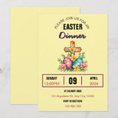 Cross Eggs Dinner Easter Invitation Kaart (Voorkant / Achterkant)