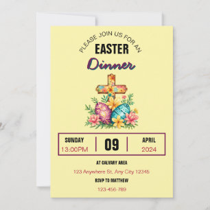 Cross Eggs Dinner Easter Invitation Kaart