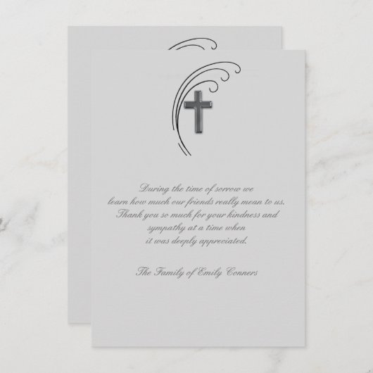 Cross en Fern - Bereavement Bedankt Notecard Notitiekaartje (Voorkant / Achterkant)